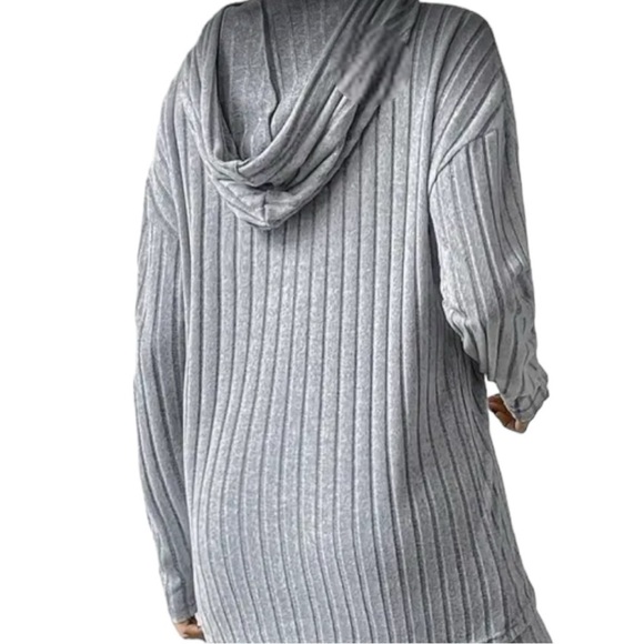 Vintage Wide Leg 2pc Ribbed Casual Lounging Tracksuit Grey XL - Picture 3 of 16